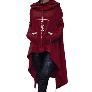 Women Long Faith Hooded Sweater