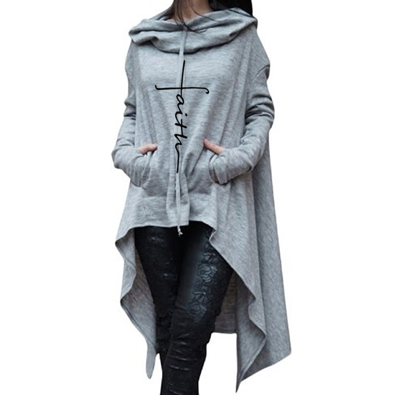 Women Long Faith Hooded Sweater