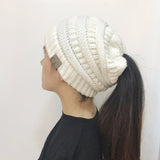 Women's Stretch Ponytail Knit Hat