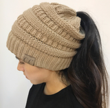 Women's Stretch Ponytail Knit Hat