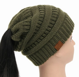 Women's Stretch Ponytail Knit Hat