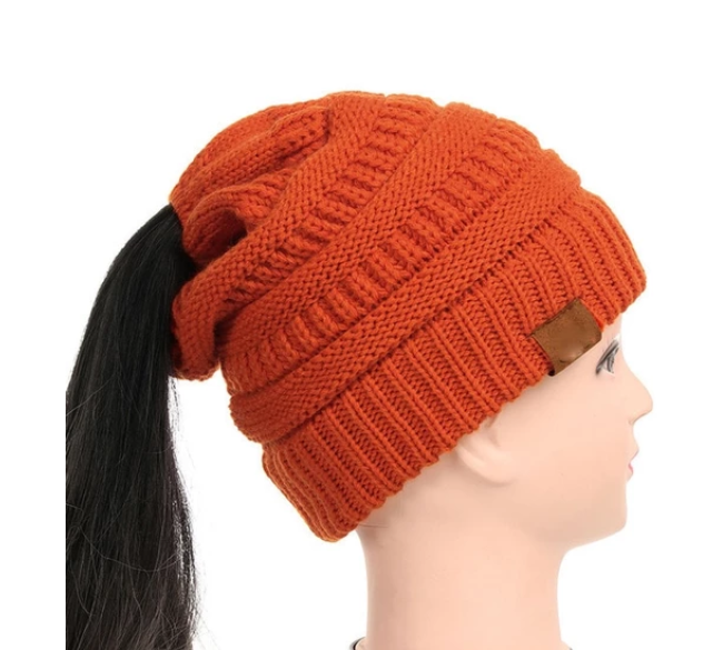 Women's Stretch Ponytail Knit Hat