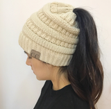 Women's Stretch Ponytail Knit Hat