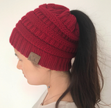 Women's Stretch Ponytail Knit Hat