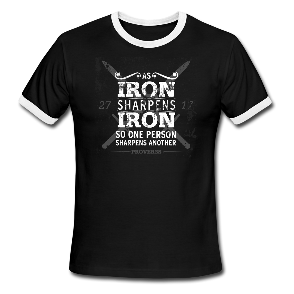 Men's Iron Sharpens Iron Ringer T-Shirt - black/white