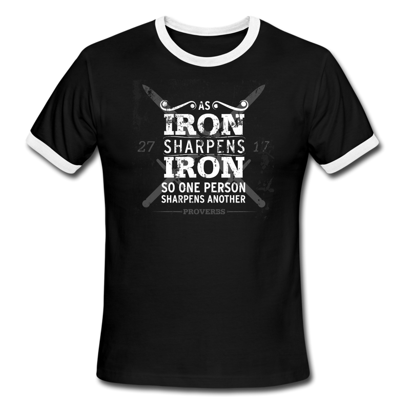 Men's Iron Sharpens Iron Ringer T-Shirt - black/white