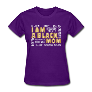 Women's Black Mom T-Shirt - purple