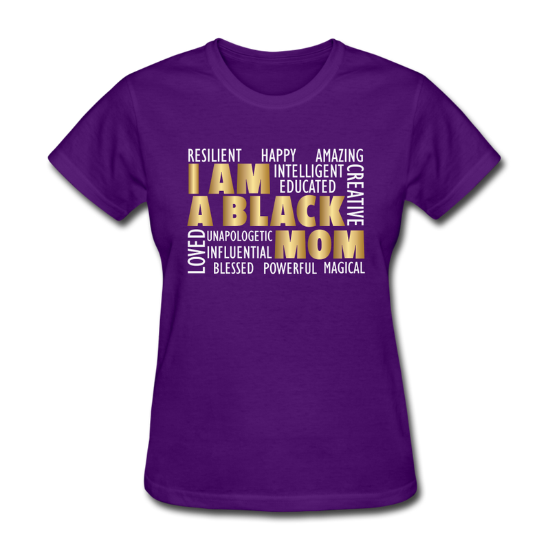 Women's Black Mom T-Shirt - purple
