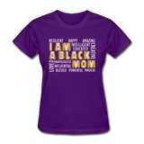 Women's Black Mom T-Shirt - purple
