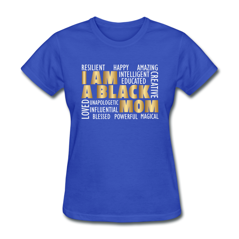Women's Black Mom T-Shirt - royal blue