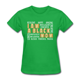 Women's Black Mom T-Shirt - bright green