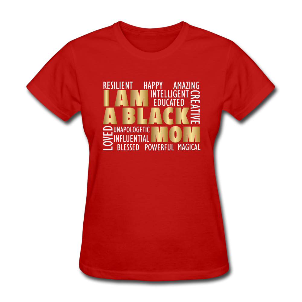 Women's Black Mom T-Shirt - red