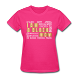 Women's Black Mom T-Shirt - fuchsia